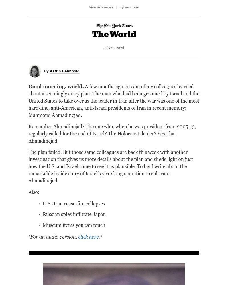 Screenshot of email sent to a The New York Times Customer