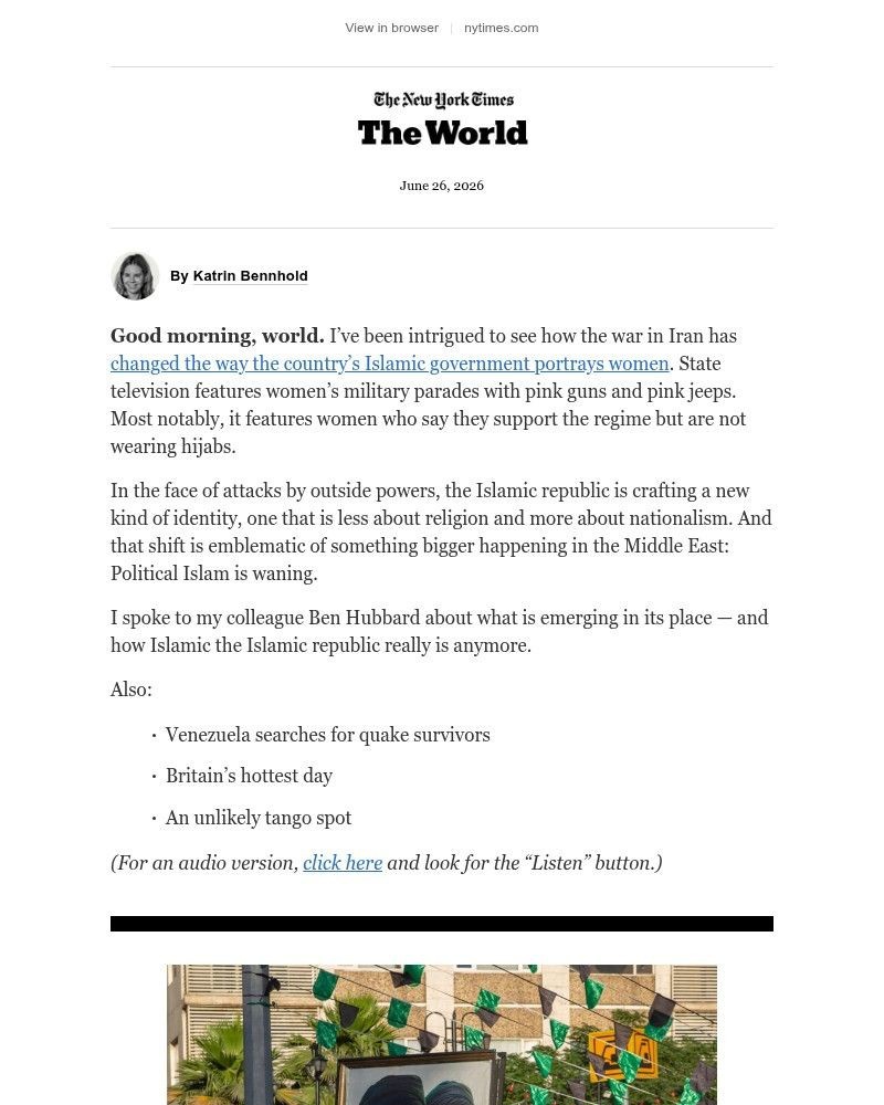 Screenshot of email sent to a The New York Times Customer