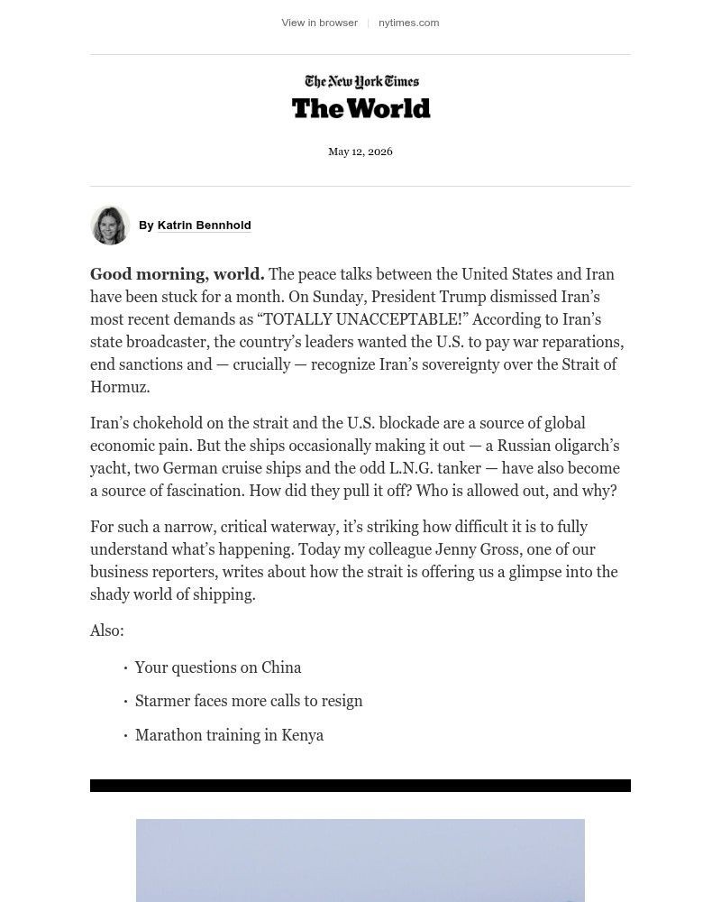 Screenshot of email sent to a The New York Times Customer