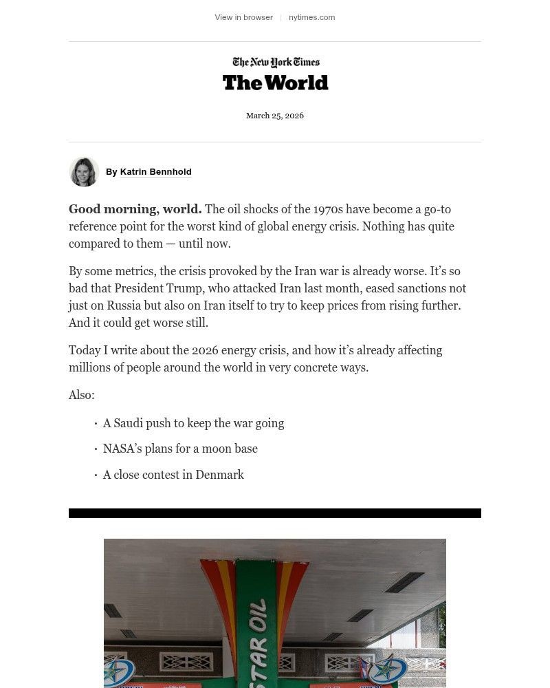 Screenshot of email sent to a The New York Times Customer