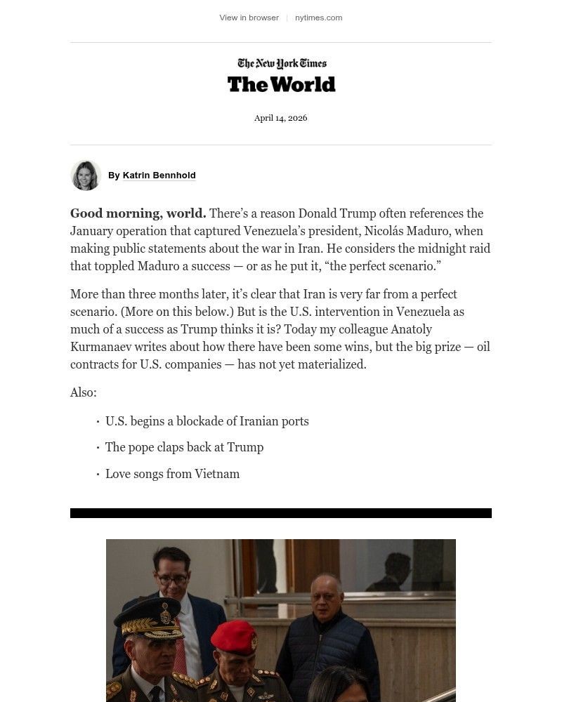 Screenshot of email sent to a The New York Times Customer