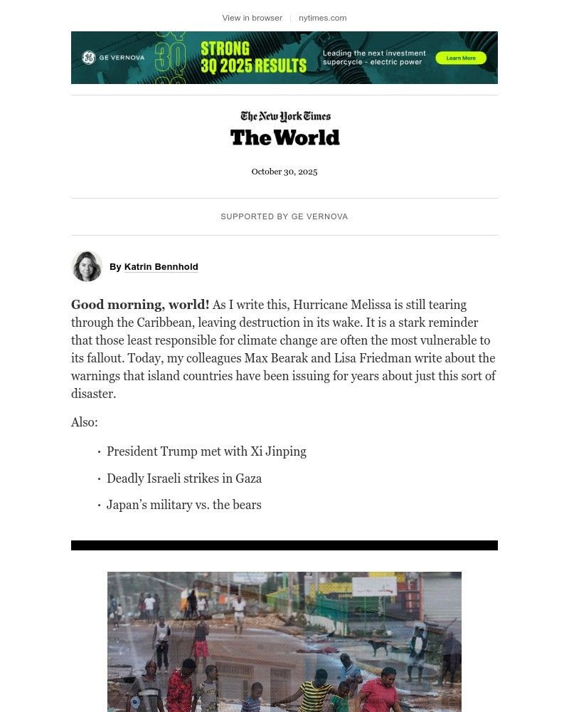 Screenshot of email sent to a The New York Times Customer
