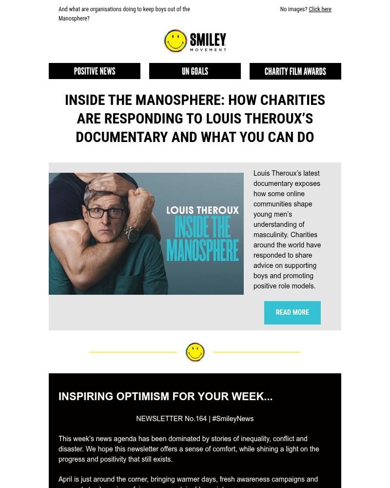 Screenshot of email sent to a Smiley Movement Newsletter subscriber