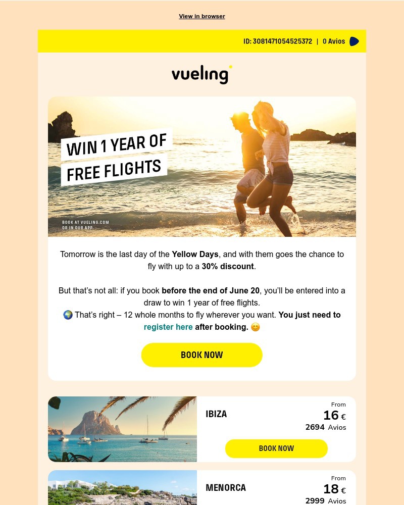 Screenshot of email with subject /media/emails/the-yellow-days-are-ending-and-you-could-win-1-year-of-free-flights-427c33-croppe_RVrvhAz.jpg