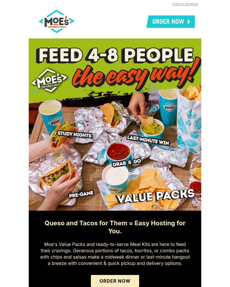 Screenshot of email sent to a Moe’s Southwest Grill Registered user