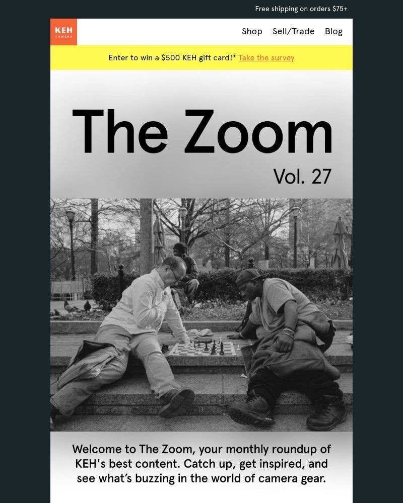 Screenshot of email sent to a KEH Camera Newsletter subscriber