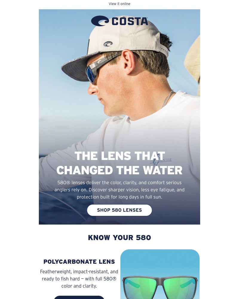 Screenshot of email sent to a Costa del Mar Newsletter subscriber