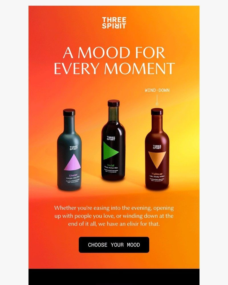 Screenshot of email sent to a Three Spirit Newsletter subscriber