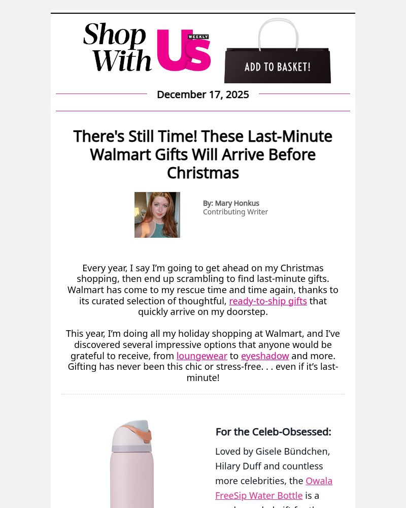 Screenshot of email sent to a Us Weekly Newsletter subscriber