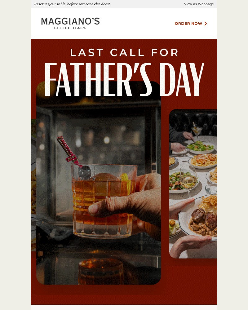 Screenshot of email sent to a Maggiano’s Little Italy Newsletter subscriber