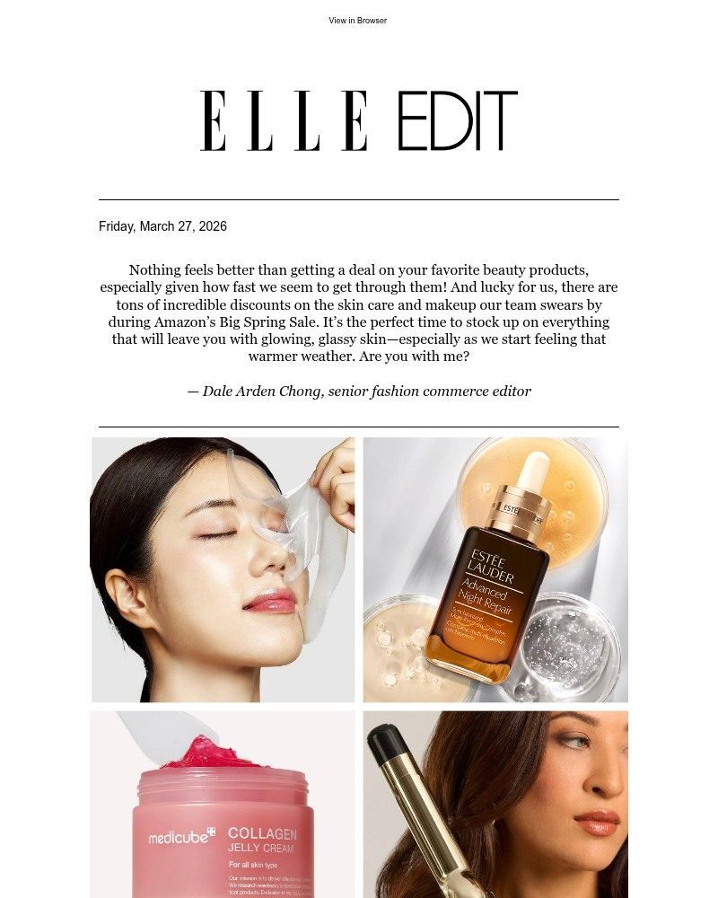 Screenshot of email sent to a Elle Newsletter subscriber
