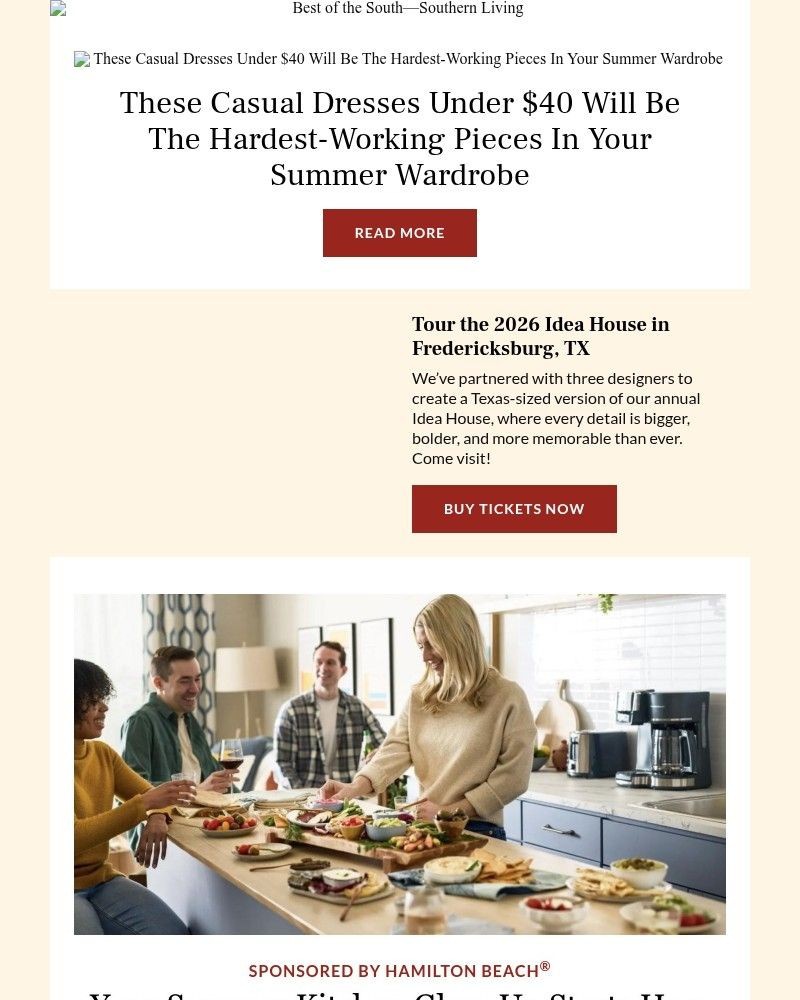 Screenshot of email sent to a Southern Living Newsletter subscriber