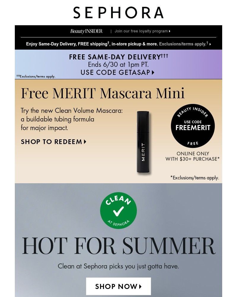 Screenshot of email sent to a Sephora Newsletter subscriber