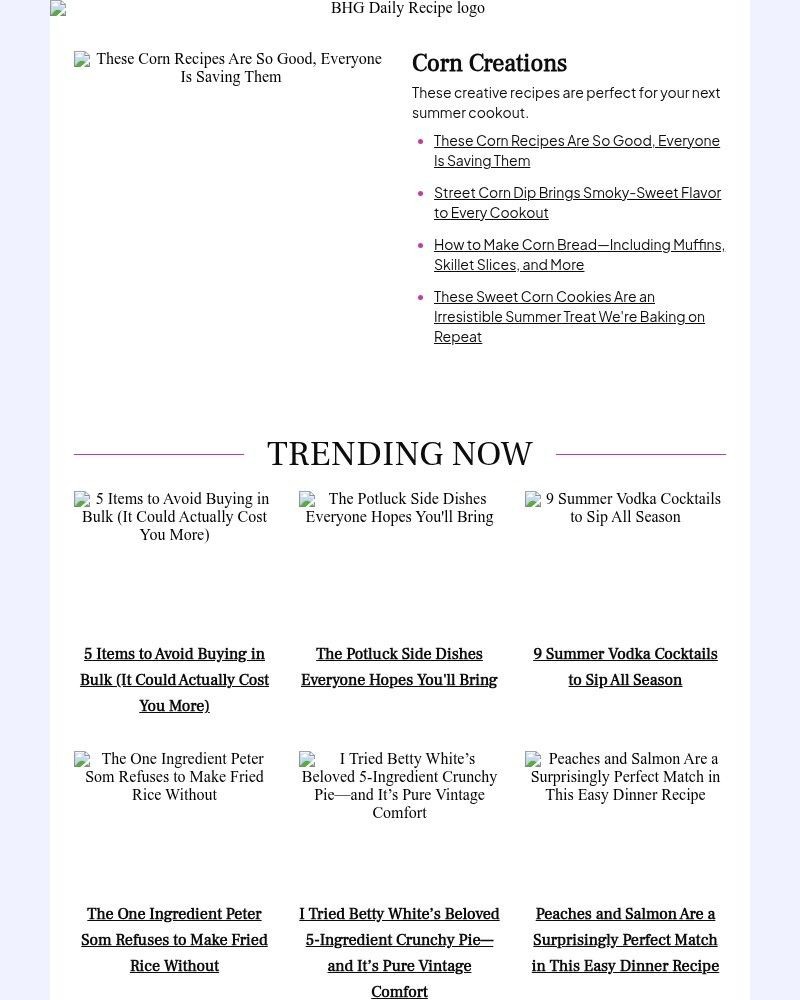 Screenshot of email sent to a Better Homes and Gardens Newsletter subscriber