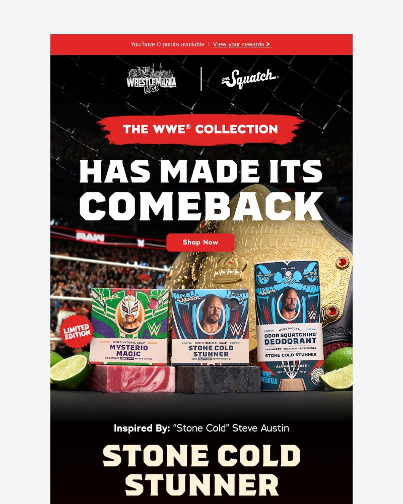 Screenshot of email sent to a Dr. Squatch Newsletter subscriber