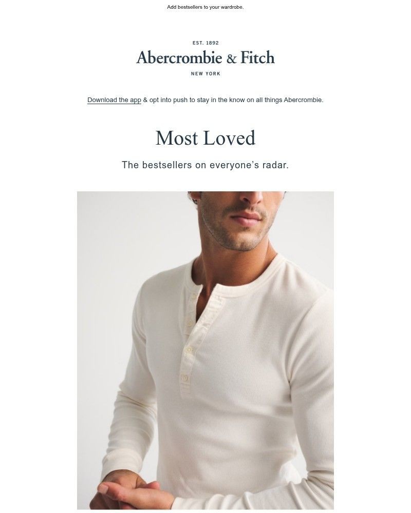 Screenshot of email sent to a Abercrombie Newsletter subscriber