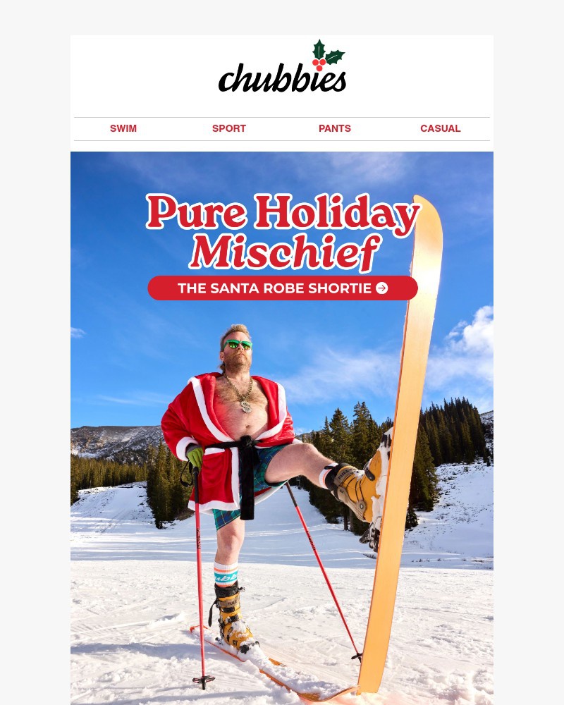 Screenshot of email sent to a Chubbies Newsletter subscriber