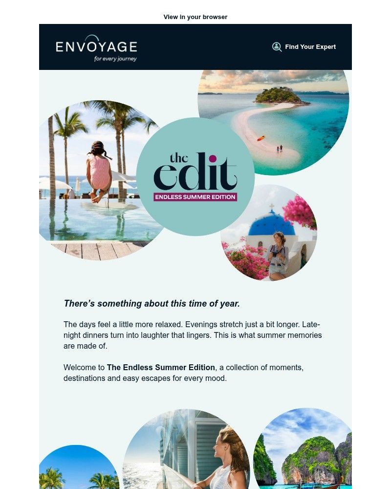 Screenshot of email sent to a Envoyage Newsletter subscriber