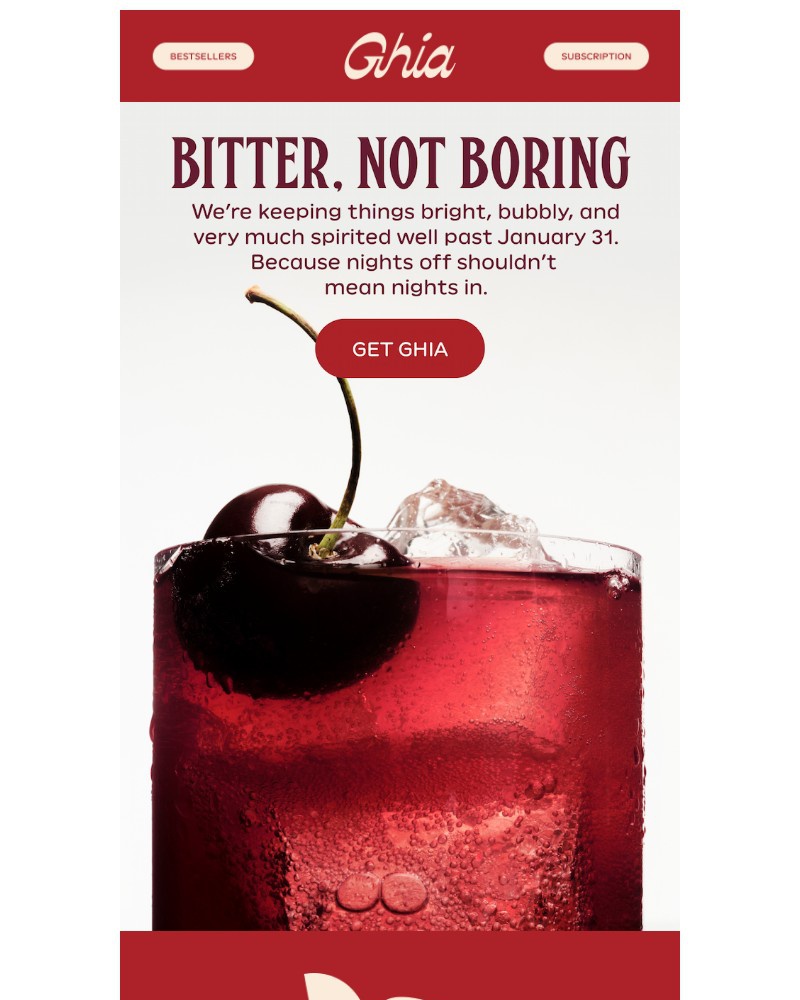 Screenshot of email sent to a Ghia Newsletter subscriber