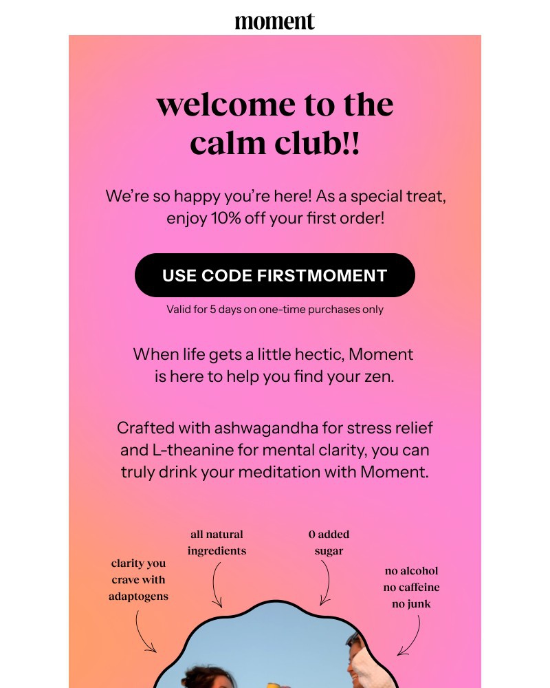 Screenshot of email sent to a Moment Newsletter subscriber