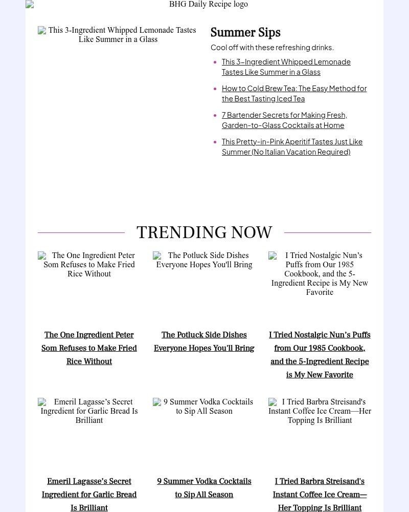 Screenshot of email sent to a Better Homes and Gardens Newsletter subscriber