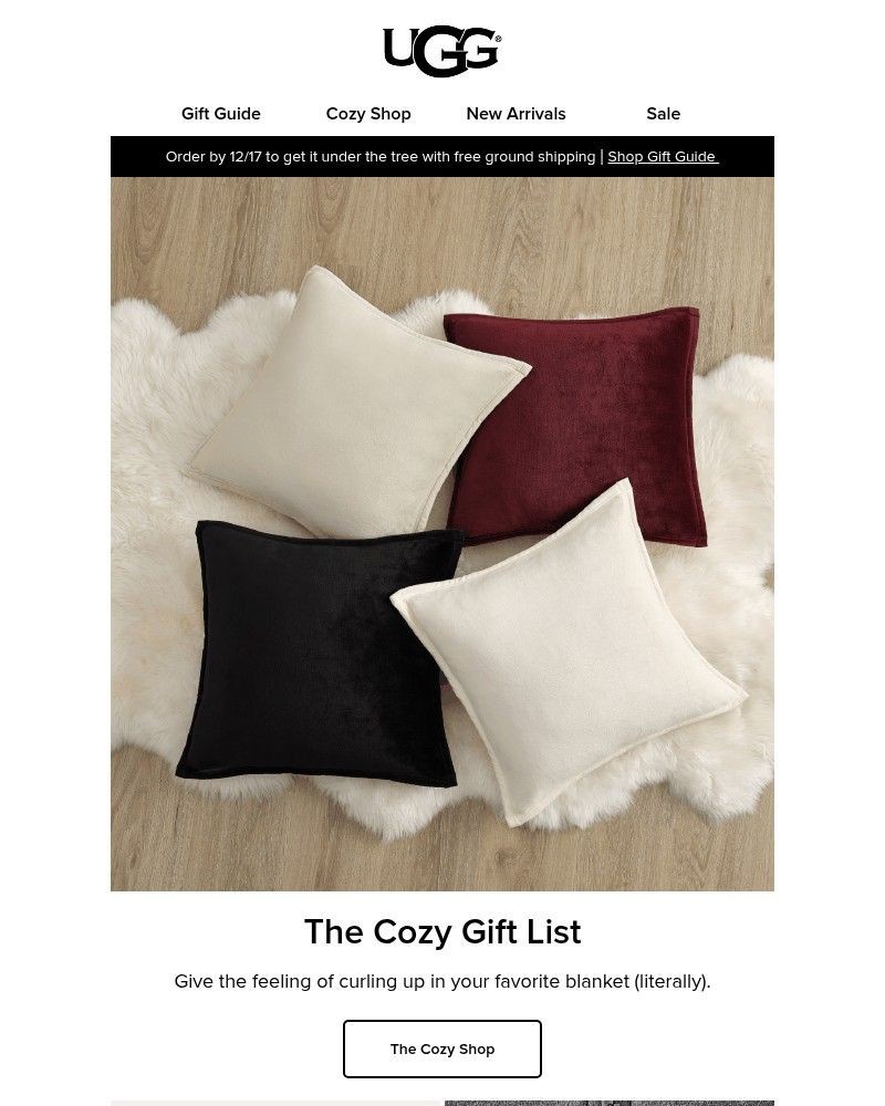 Screenshot of email sent to a UGG Newsletter subscriber