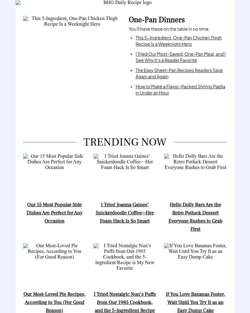 Screenshot of email sent to a Better Homes and Gardens Newsletter subscriber