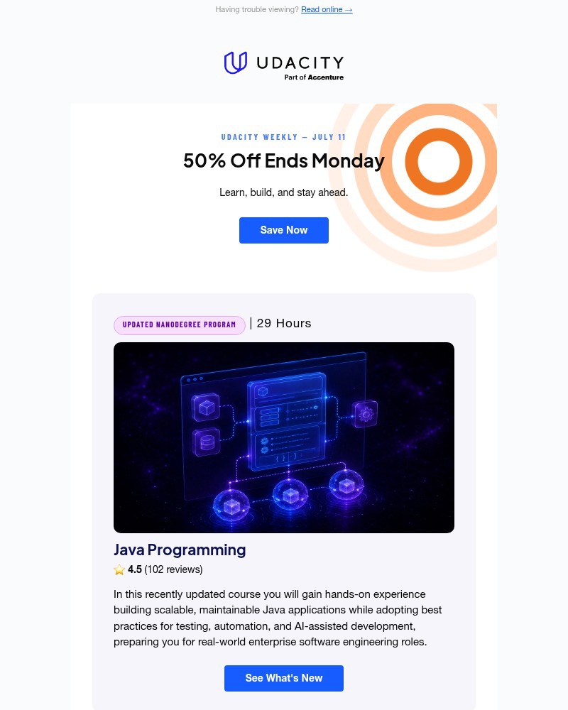 Screenshot of email sent to a Udacity Registered user