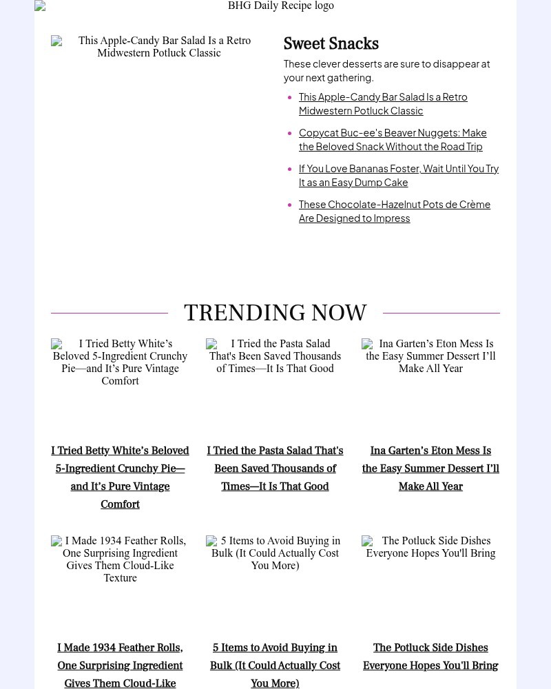 Screenshot of email sent to a Better Homes and Gardens Newsletter subscriber