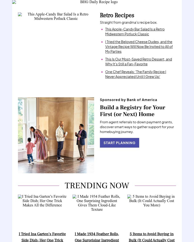Screenshot of email sent to a Better Homes and Gardens Newsletter subscriber