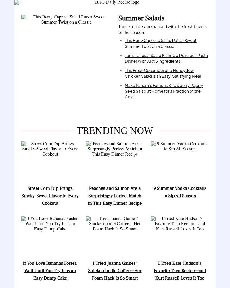 Screenshot of email sent to a Better Homes and Gardens Newsletter subscriber