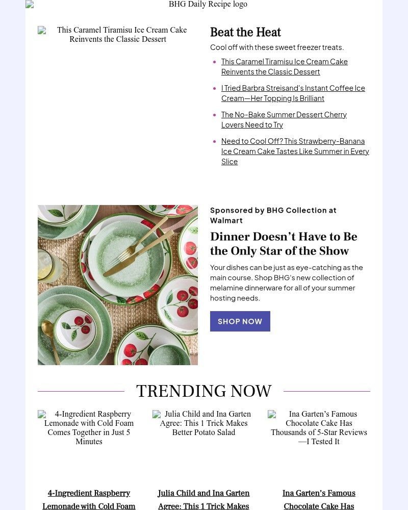 Screenshot of email sent to a Better Homes and Gardens Newsletter subscriber
