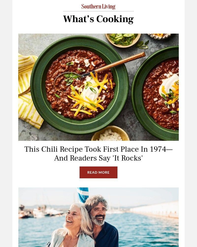 Screenshot of email sent to a Southern Living Newsletter subscriber