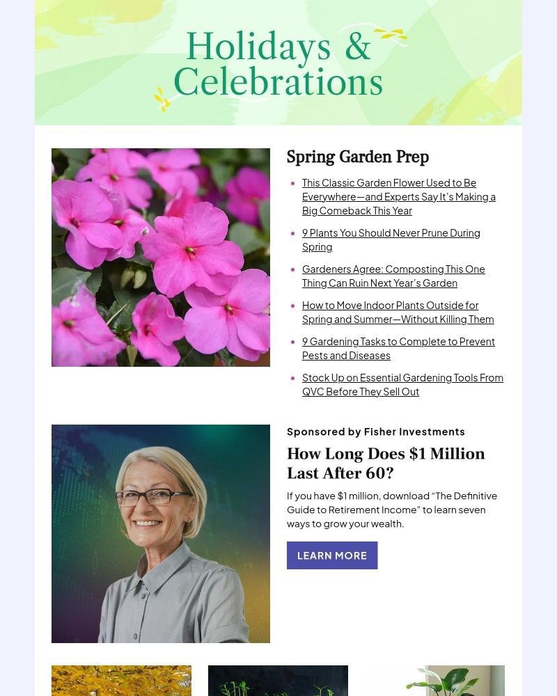 Screenshot of email sent to a Better Homes and Gardens Newsletter subscriber