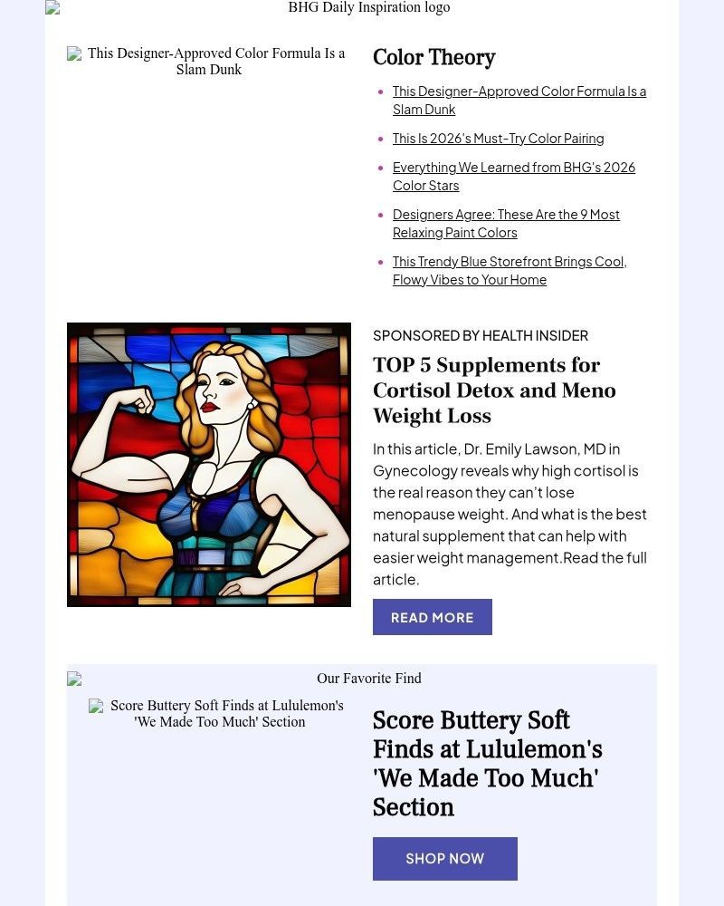 Screenshot of email sent to a Better Homes and Gardens Newsletter subscriber