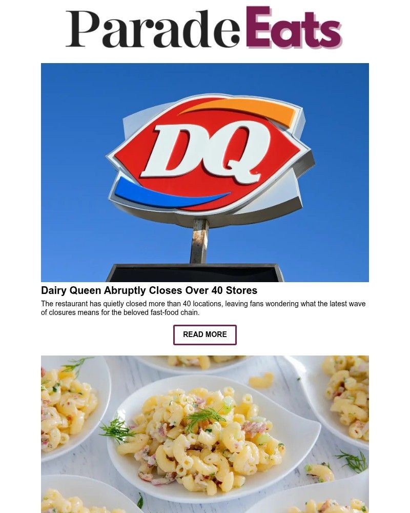 Screenshot of email sent to a Parade Newsletter subscriber