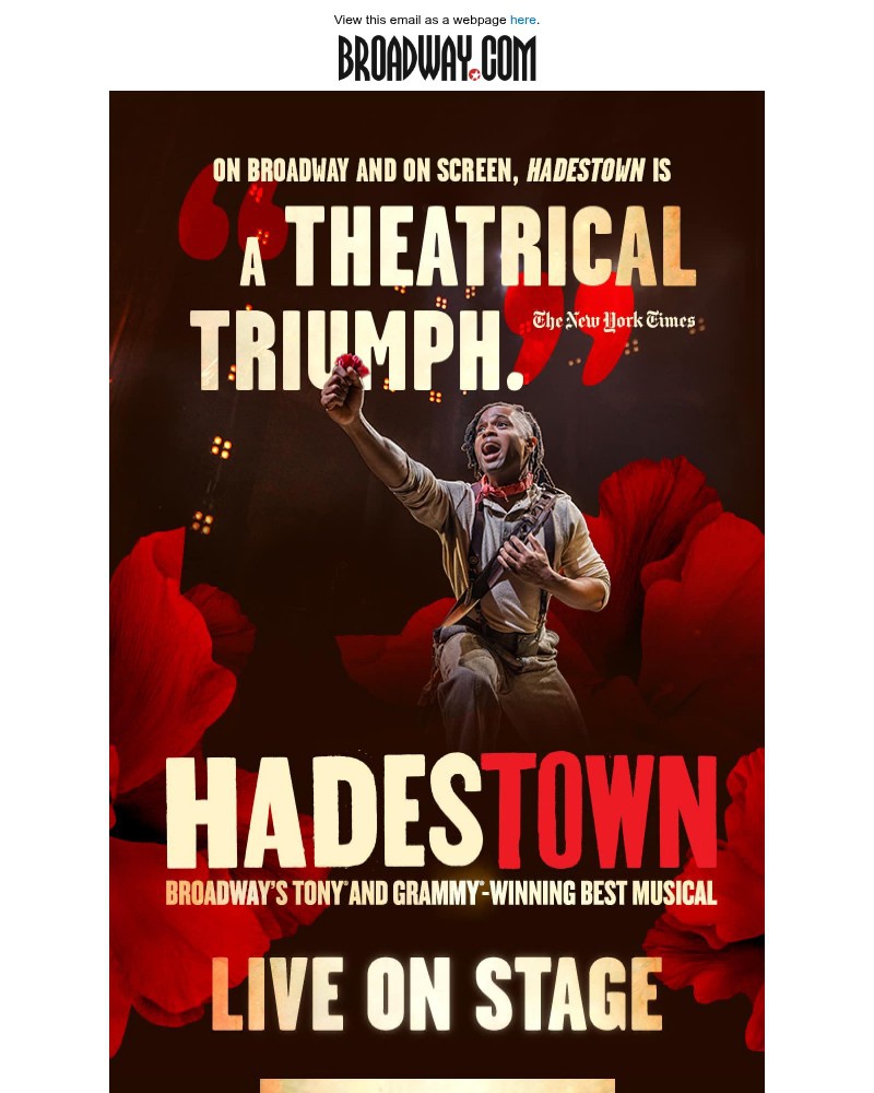 Screenshot of email sent to a Broadway NYC Newsletter subscriber