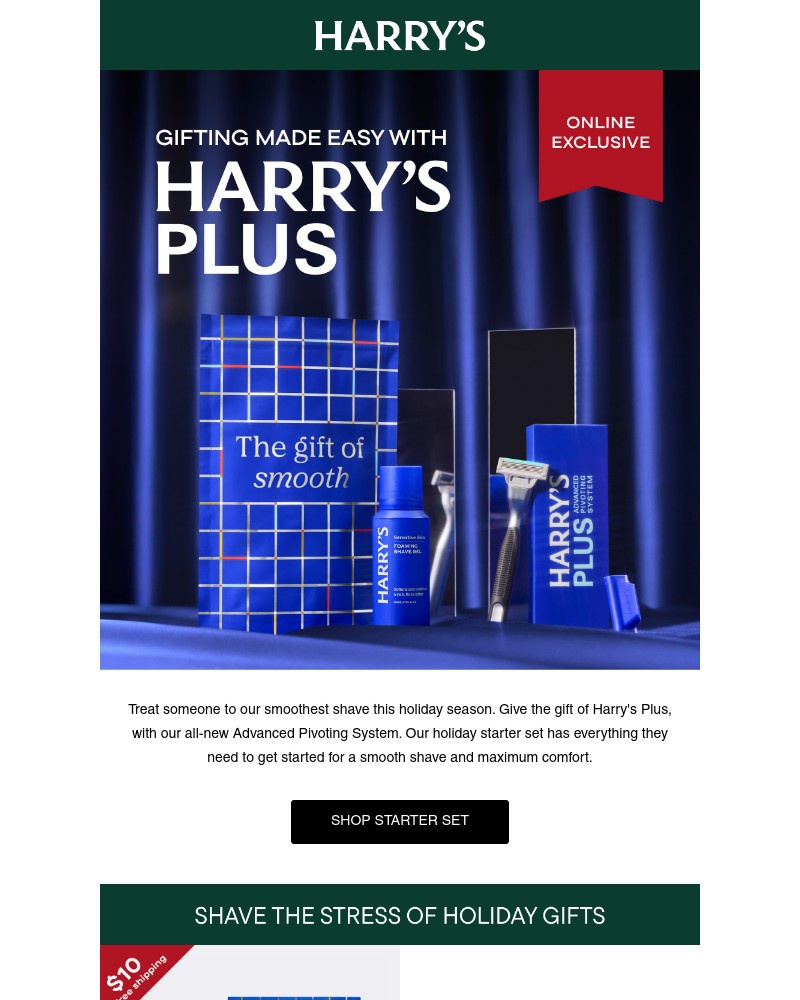 Screenshot of email sent to a Harry's Cart abandoner