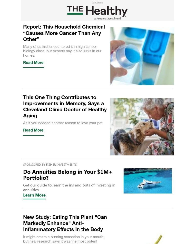 Screenshot of email sent to a Reader’s Digest Newsletter subscriber