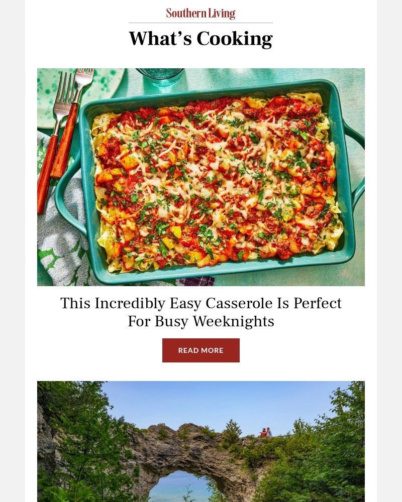 Screenshot of email sent to a Southern Living Newsletter subscriber