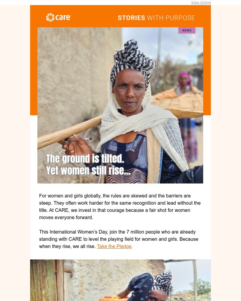 Screenshot of email sent to a Care Newsletter subscriber