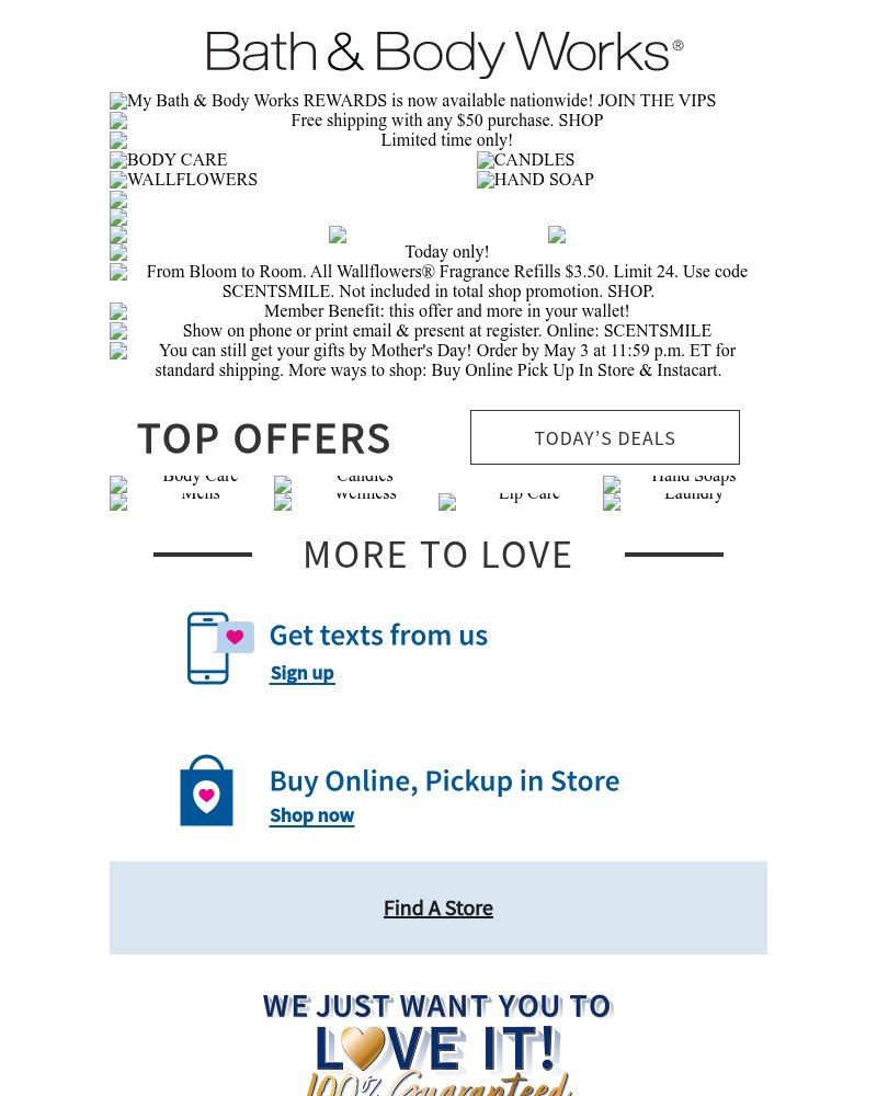 Screenshot of email sent to a Bath & Body Works Newsletter subscriber