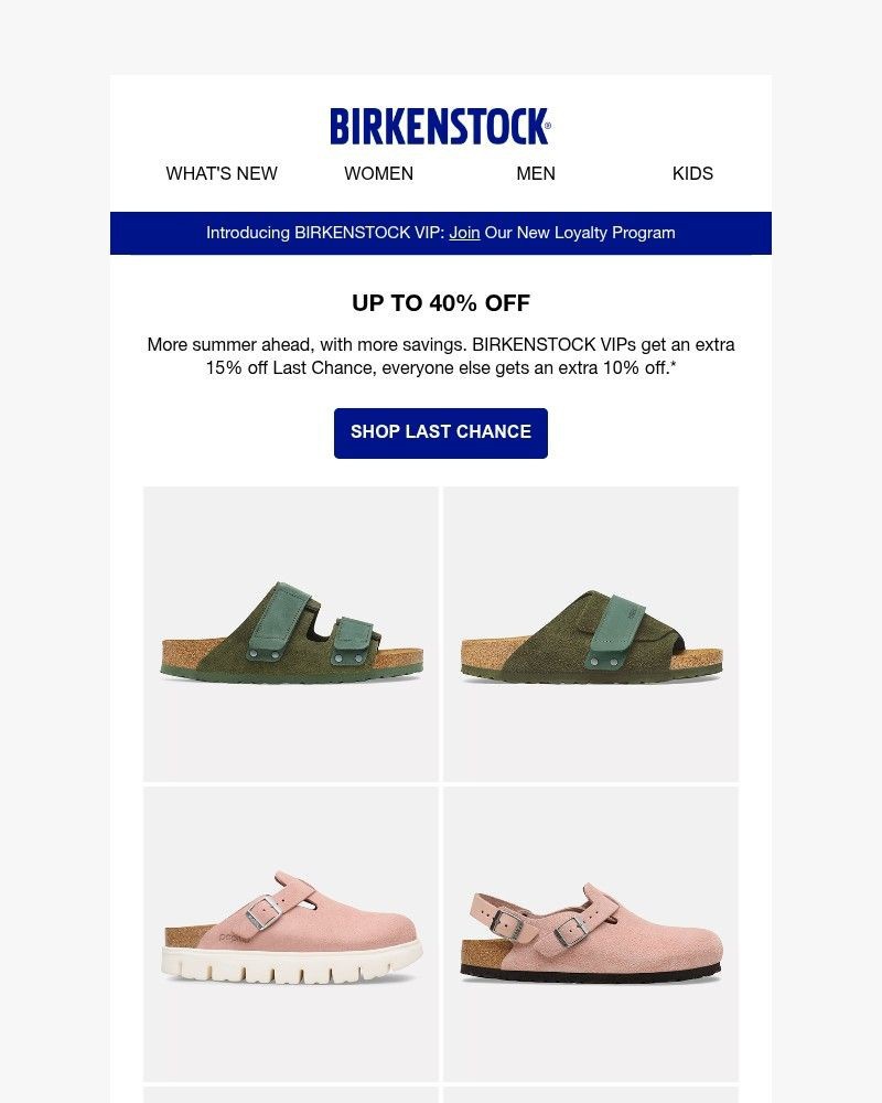 Screenshot of email sent to a Birkenstock Newsletter subscriber