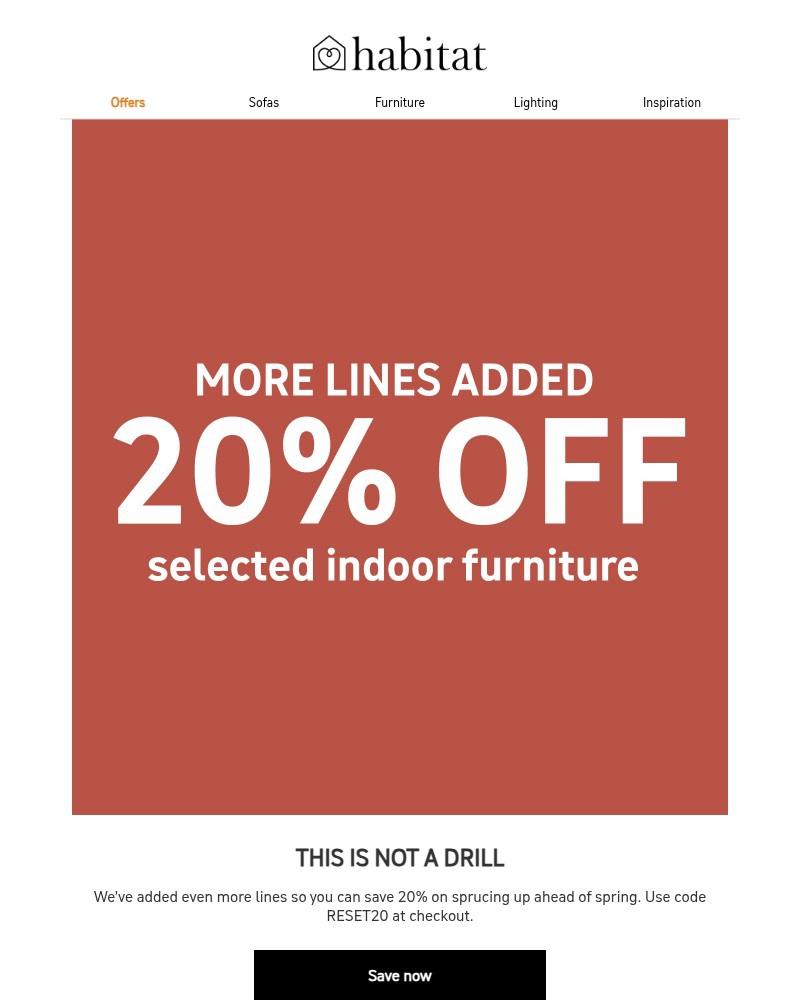 Screenshot of email sent to a Habitat Cart abandoner