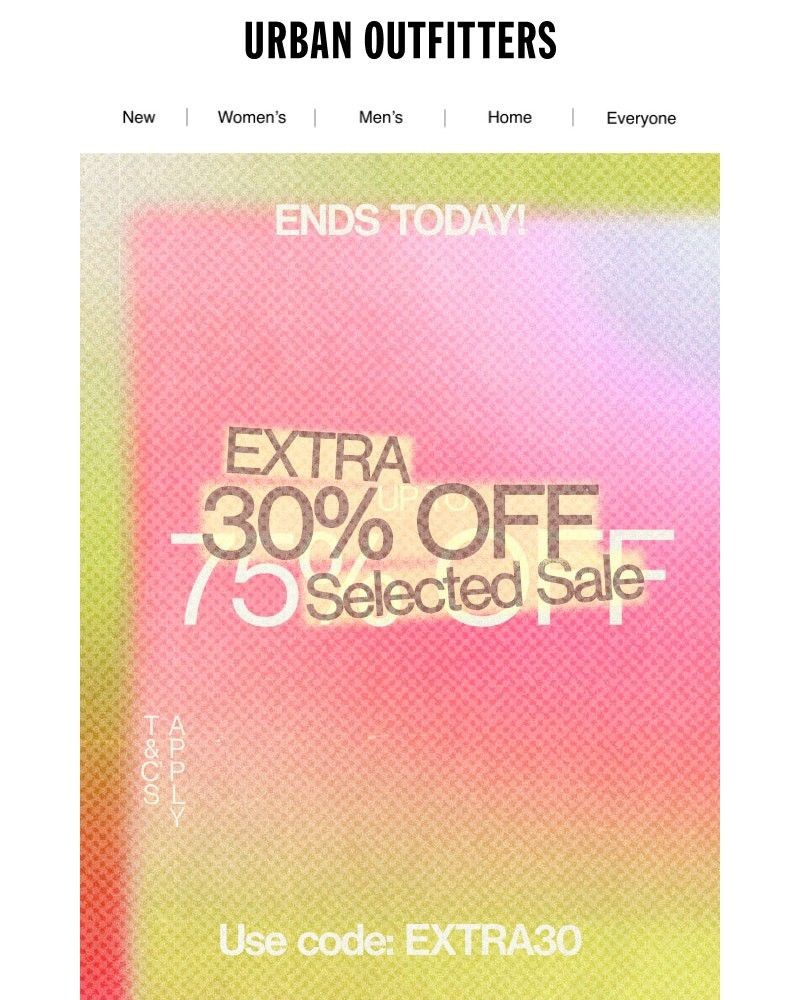 Screenshot of email sent to a Urban Outfitters Newsletter subscriber