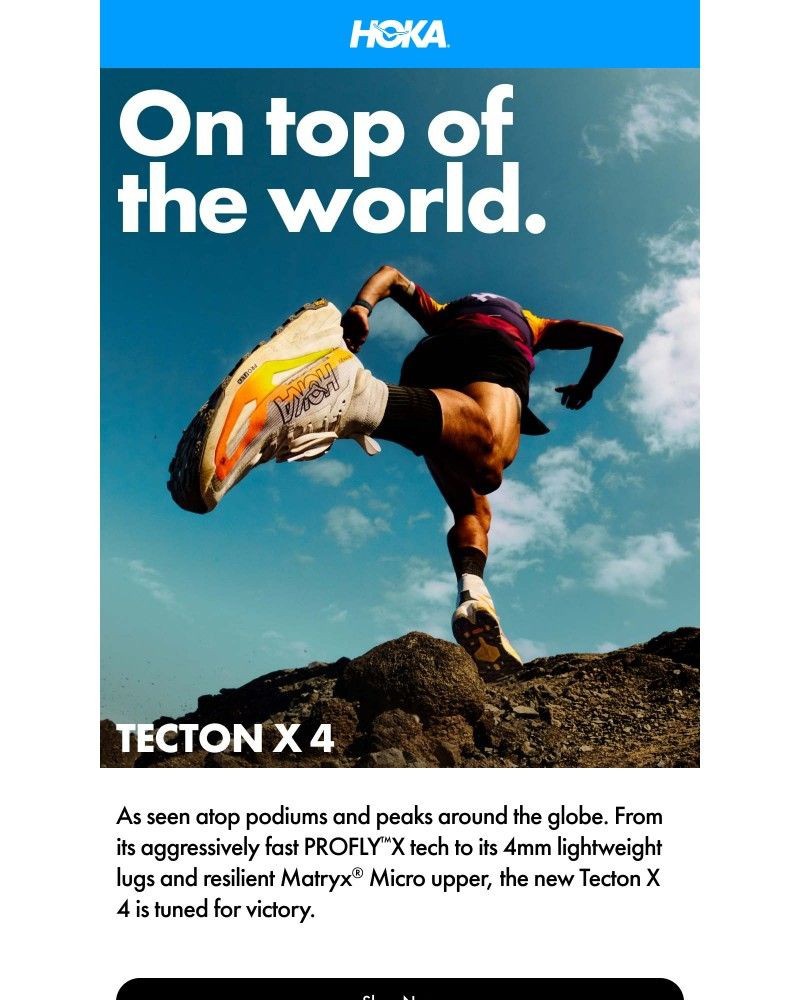 Screenshot of email sent to a Hoka Newsletter subscriber
