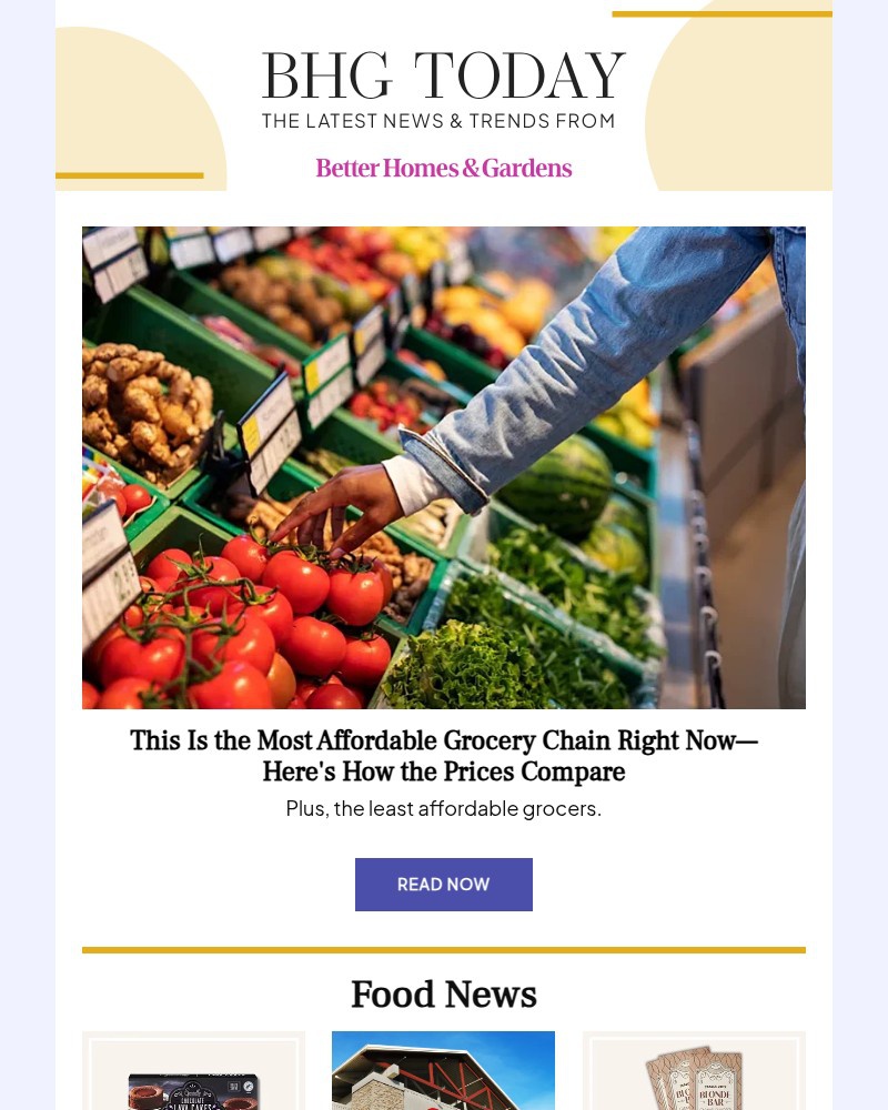 Screenshot of email sent to a Better Homes and Gardens Newsletter subscriber