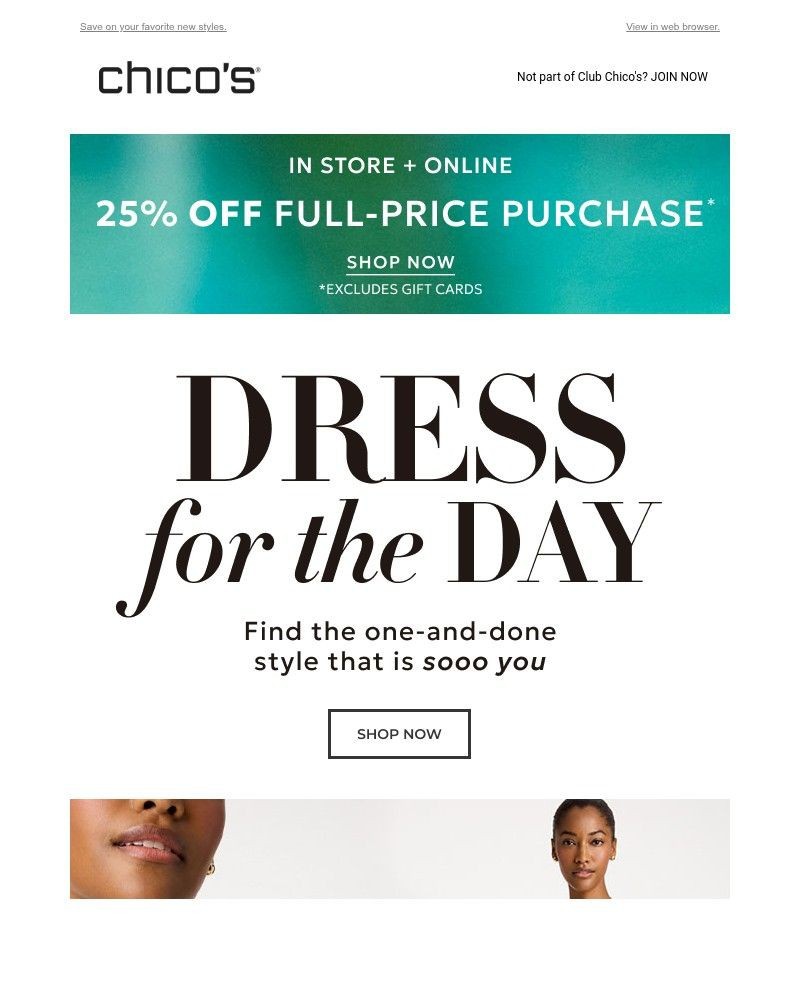 Screenshot of email sent to a Chico’s Newsletter subscriber