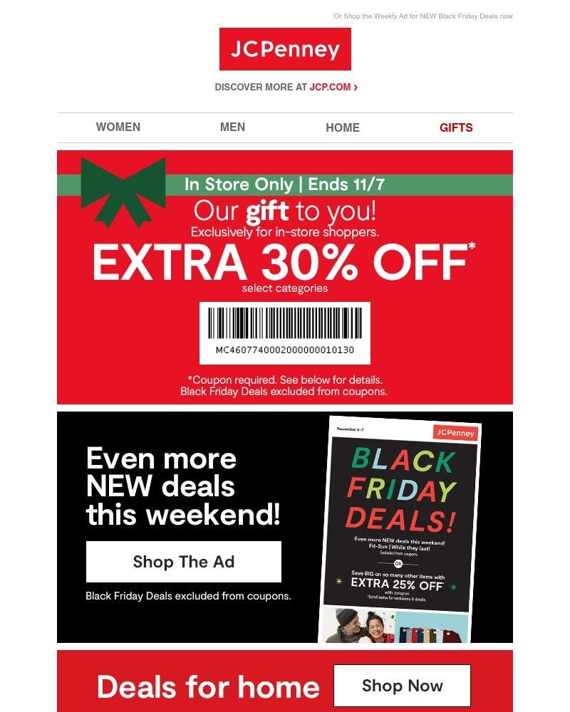 Screenshot of email with subject /media/emails/this-is-yours-extra-30-off-in-store-3d9530-cropped-b769e9b3.jpg