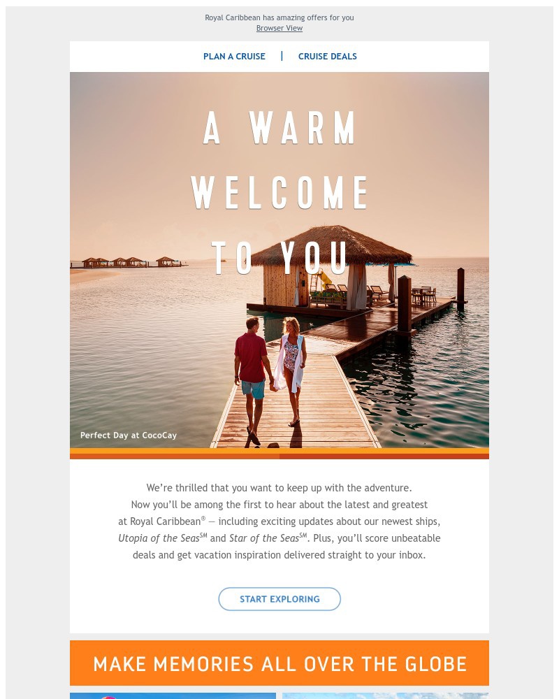 Screenshot of email sent to a Royal Caribbean Cruises Newsletter subscriber